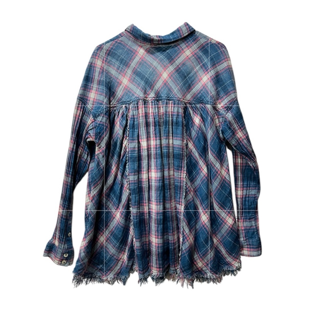 Free People Seeking Starlight Plaid Shirt Sz L - Picture 4 of 11